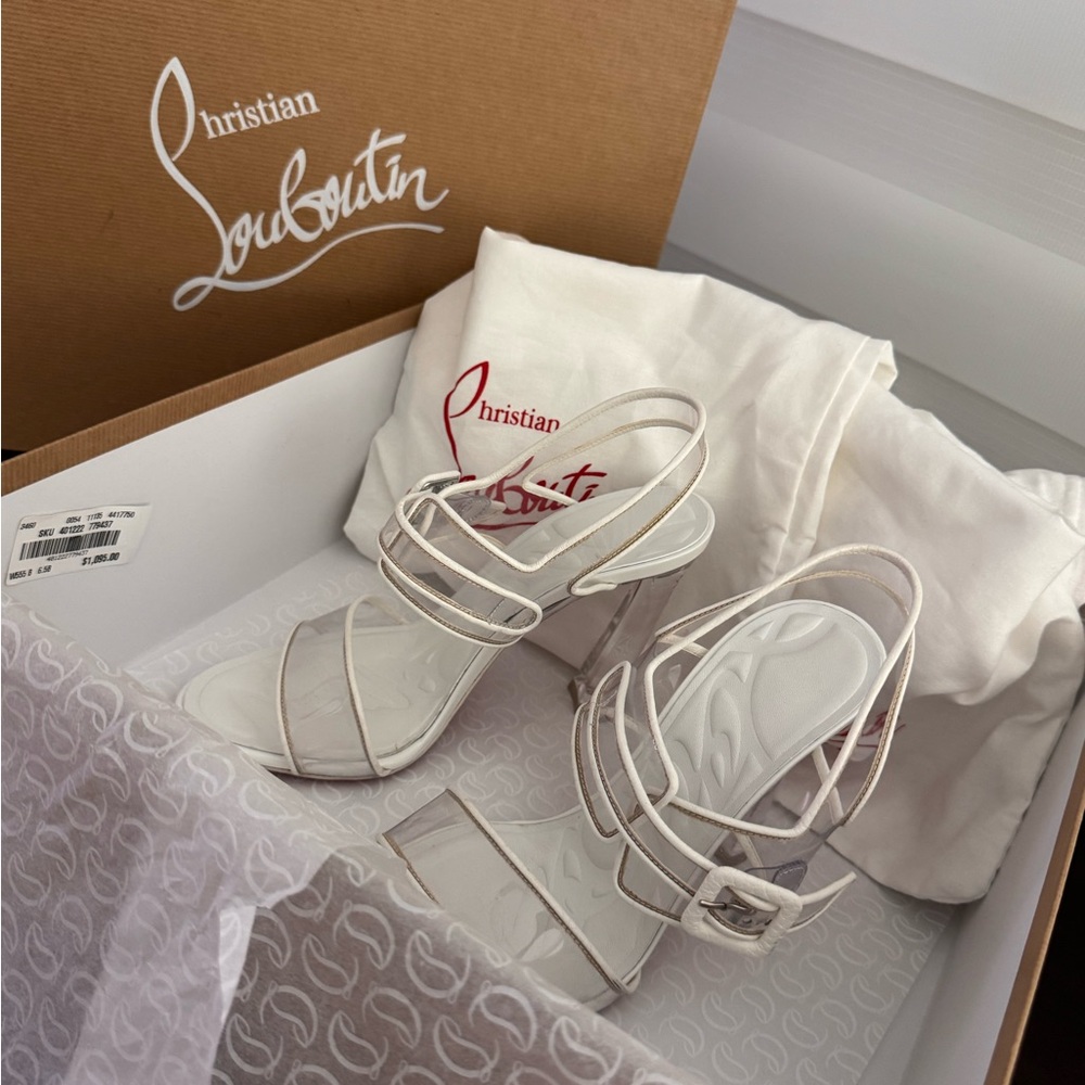Christian Louboutin White Strappy Heels